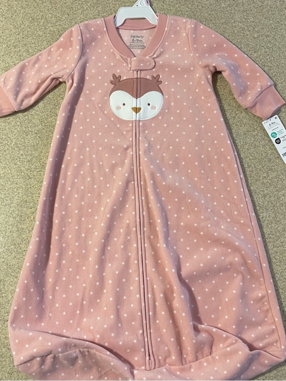 Carter's Pink Polka Dot Owl Sleep Sack